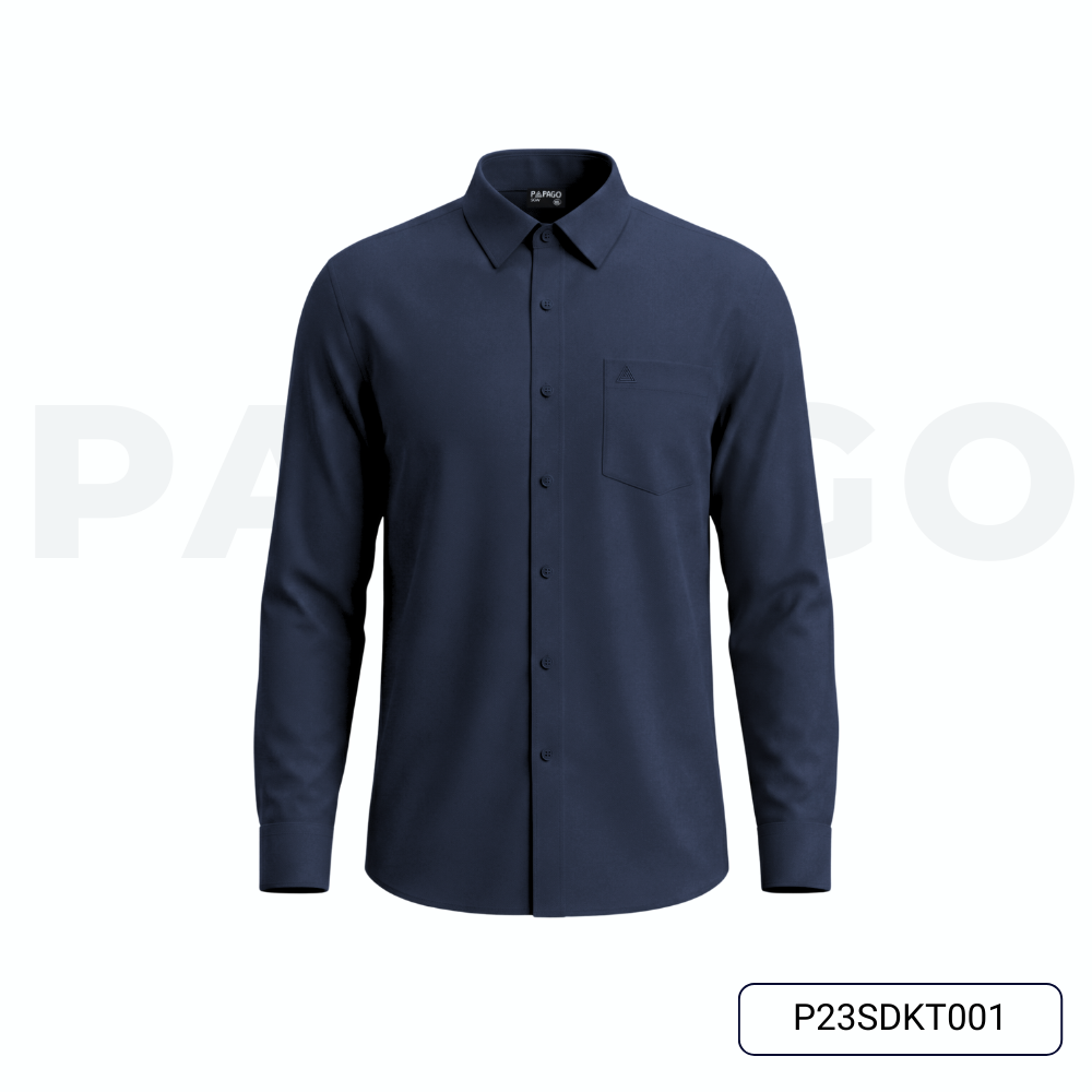 Áo sơ mi nam trung niên PAPAGO tay dài vải kate màu trơn - P23SDKT001