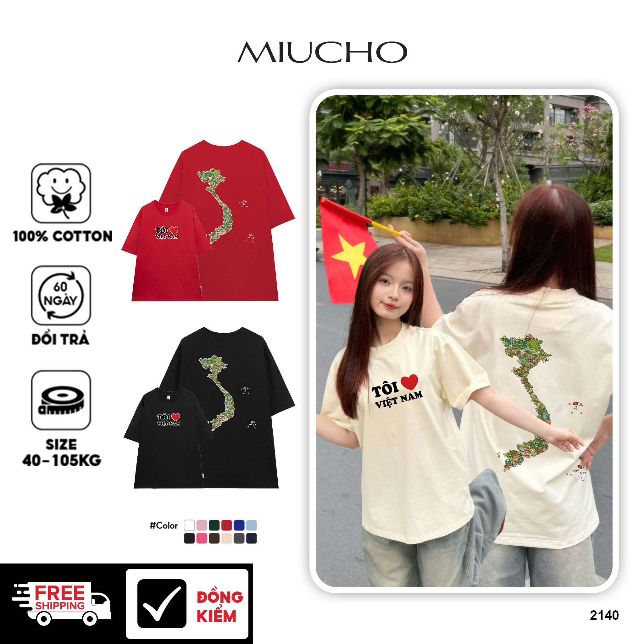Áo thun local brand Việt Nam tôi yêu Miucho BST cổ tròn vải cotton 4c 220gsm thoáng mát in mix_thumbnail_1