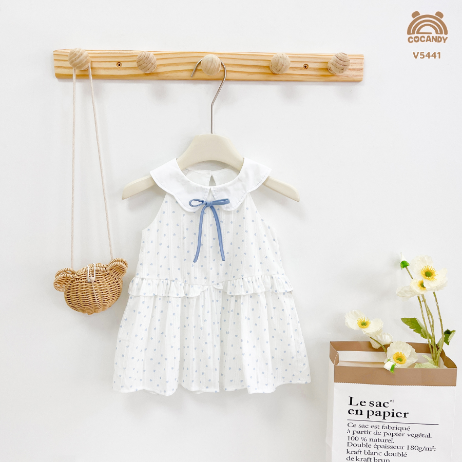 Váy cộc TRẮNG trái tim xanh nơ cổ_thumbnail_2