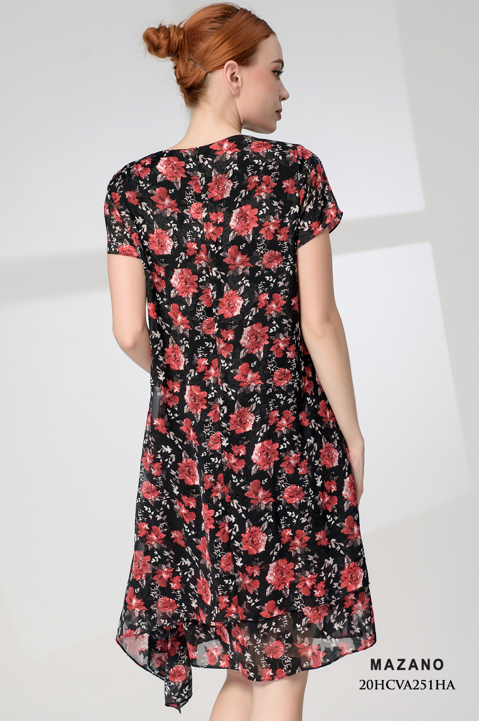 Đầm suông A chân mullet lệch hoạt tiết hoa đỏ_thumbnail_3