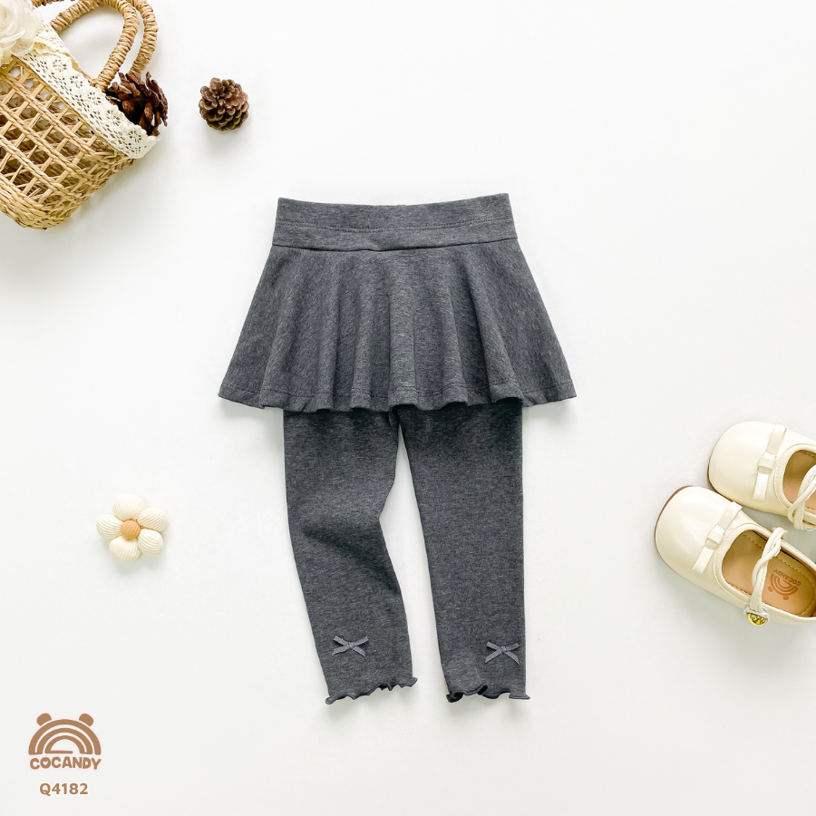 Quần váy legging XÁM nơ gấu