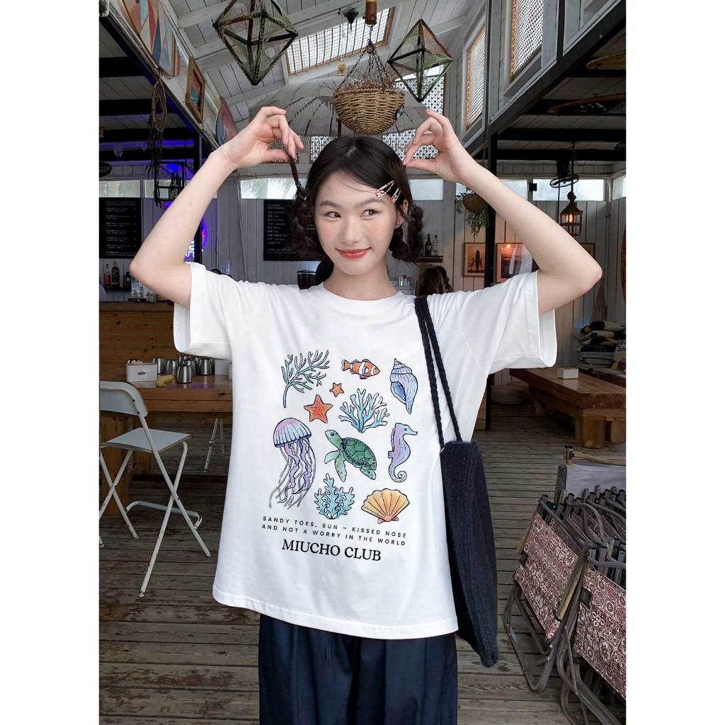 Áo thun form rộng unisex mùa hè ATD1025 Miucho tay lỡ cổ tròn in mix_thumbnail_2