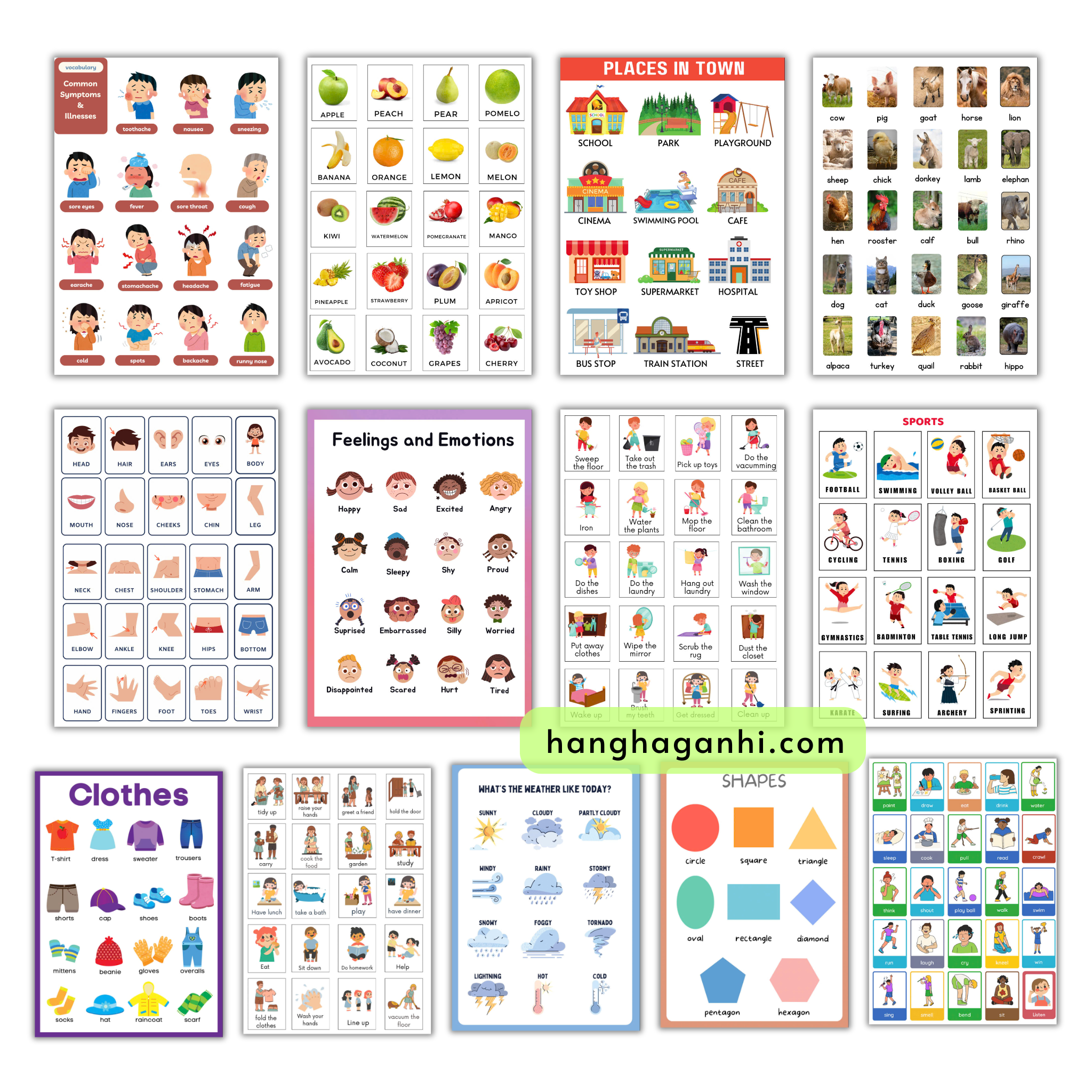 Bộ 13 tranh treo tường, 230 từ vựng Tiếng Anh_thumbnail_1