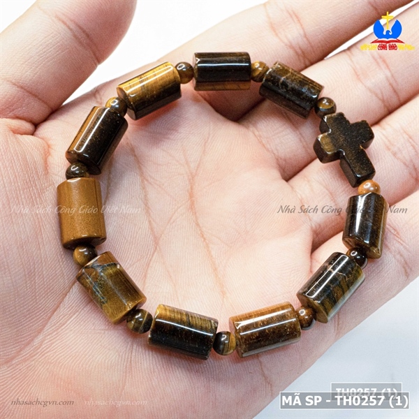 Vòng mân côi đá mắt hổ 12ly (đốt trúc)