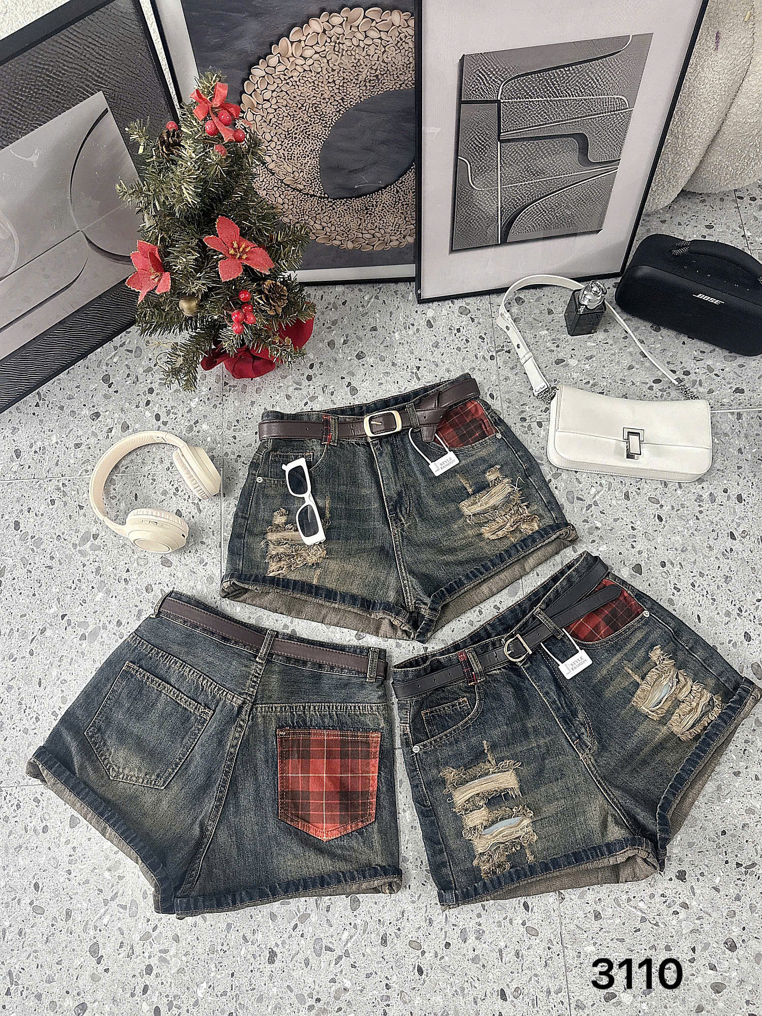 BIGSIZE NỮ - Quần short phối túi caro T-QSJ3110_thumbnail_7