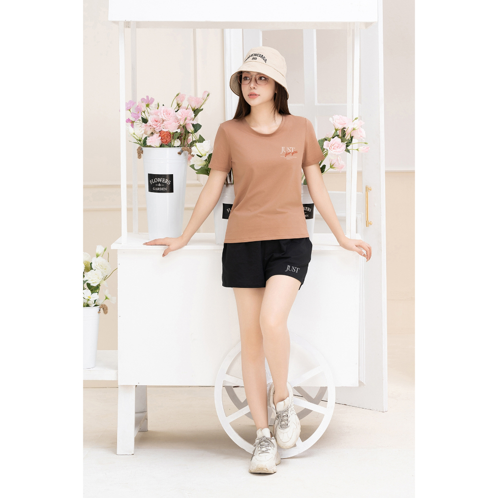 [Form Vừa] Bộ đồ nữ in chữ Just for you - Set cộc tay mặc nhà/ đi chơi LOZA VP337_thumbnail_9