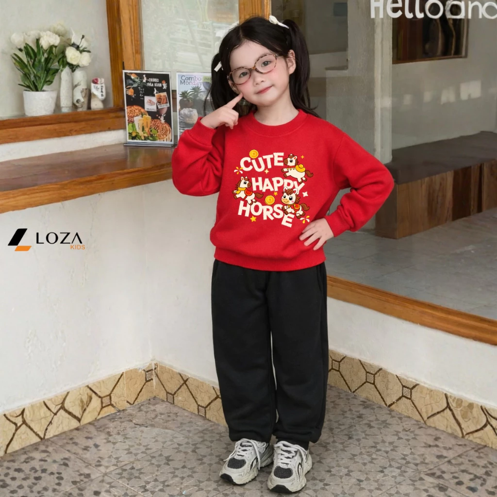 [BST Tết 2026] Bộ nỉ cho bé trai,bé gái in hình Ngựa Tết Bính Ngọ - Loza Kids BI004_thumbnail_5