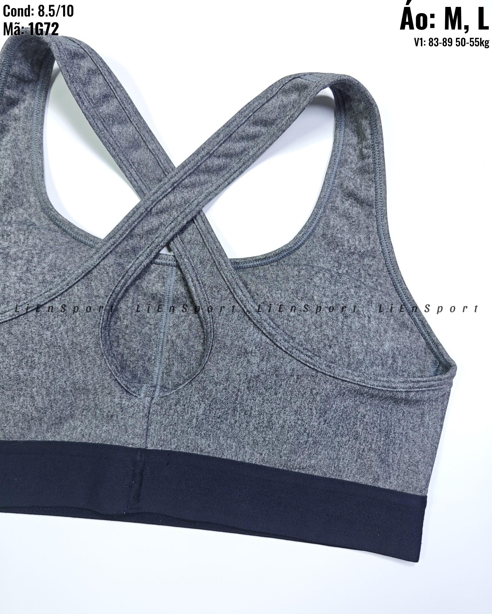 Under Armour Áo bra thể thao croptop Nữ Size M Xám lông chuột Auth 2nd Lưng chữ X nâng đỡ Vải thun co giãn thấm hút mồ hôi Phù hợp tập gym yoga chạy bộ Mã:1G72_thumbnail_2
