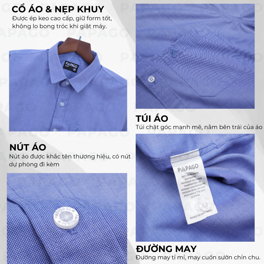 Áo sơ mi PAPAGO nam Trung niên vải samrai tay ngắn lai ngang - P25SNTT001_thumbnail_3