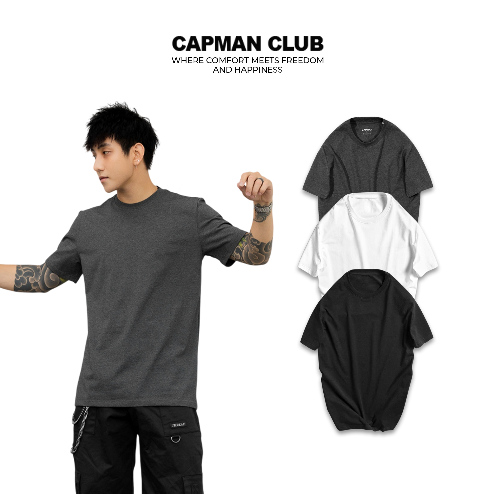 Áo thun cổ tròn basic CAPMAN CLUB_thumbnail_1