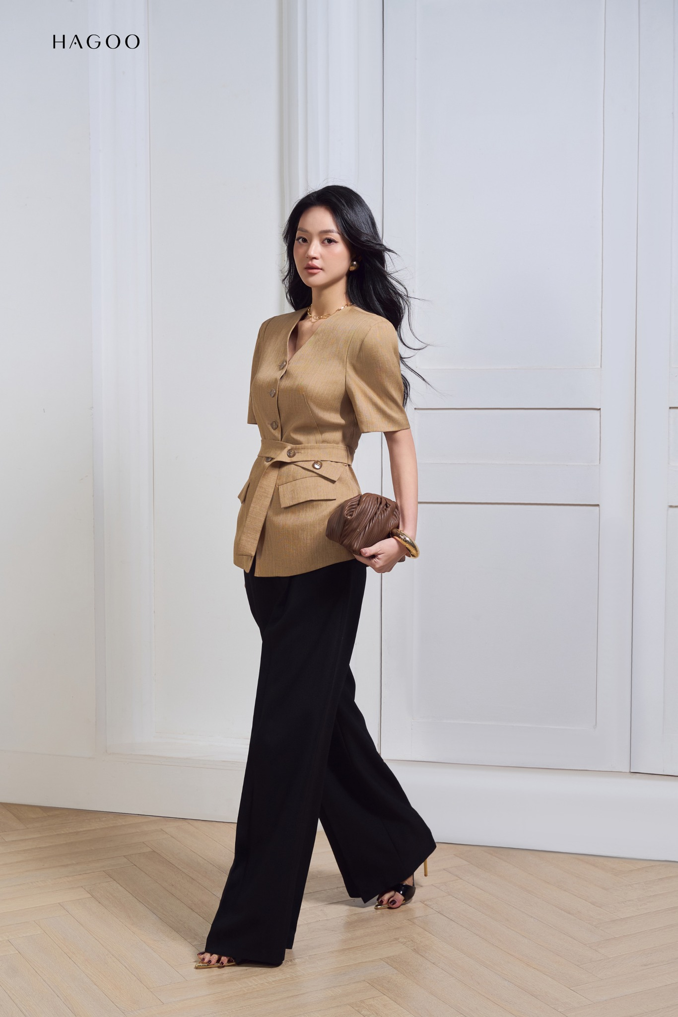 Áo ký giả tay vuông đai eo HAGOO_thumbnail_2