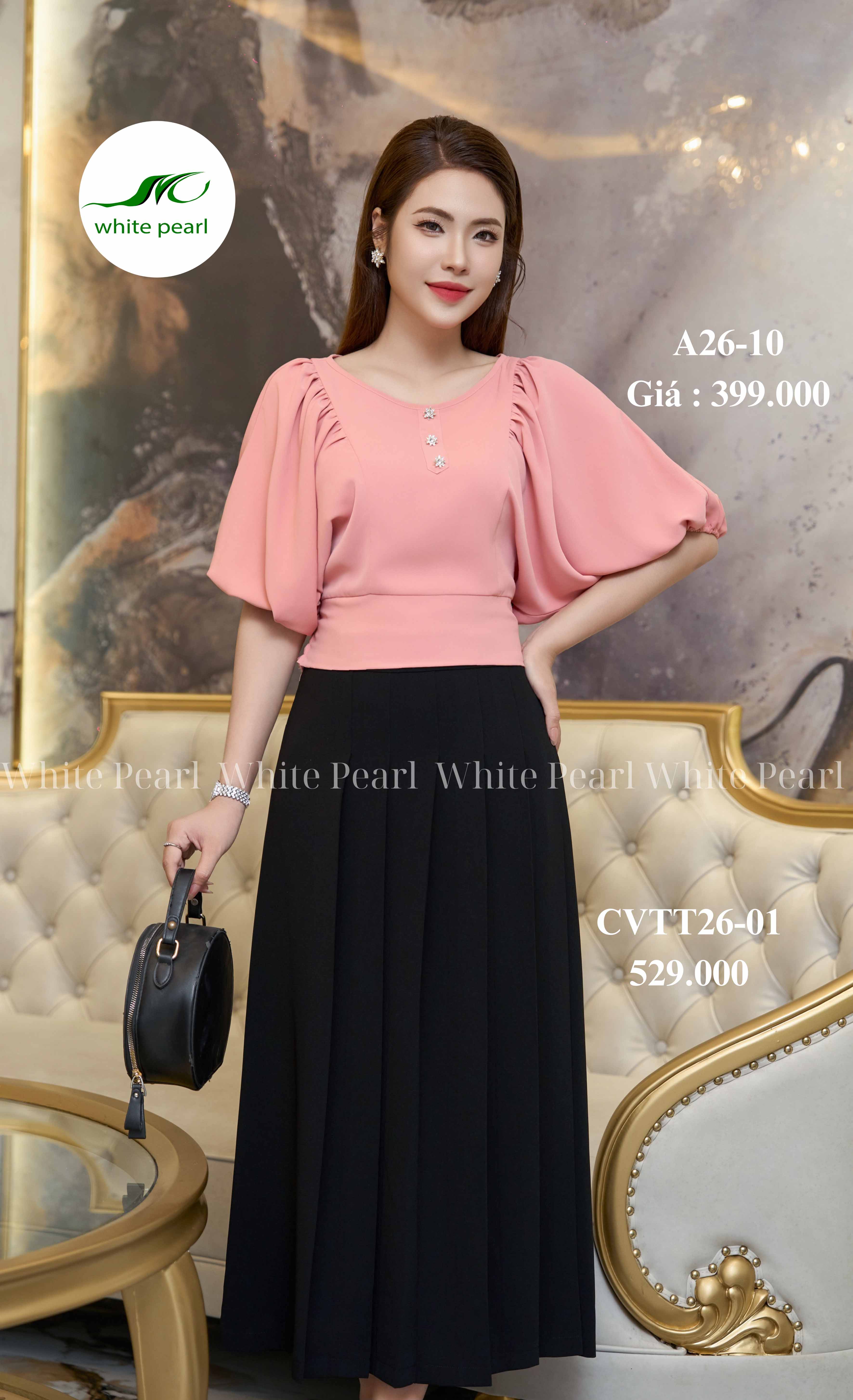 Áo cổ thuyền cánh dơi thời trang công sở nữ White Pearl