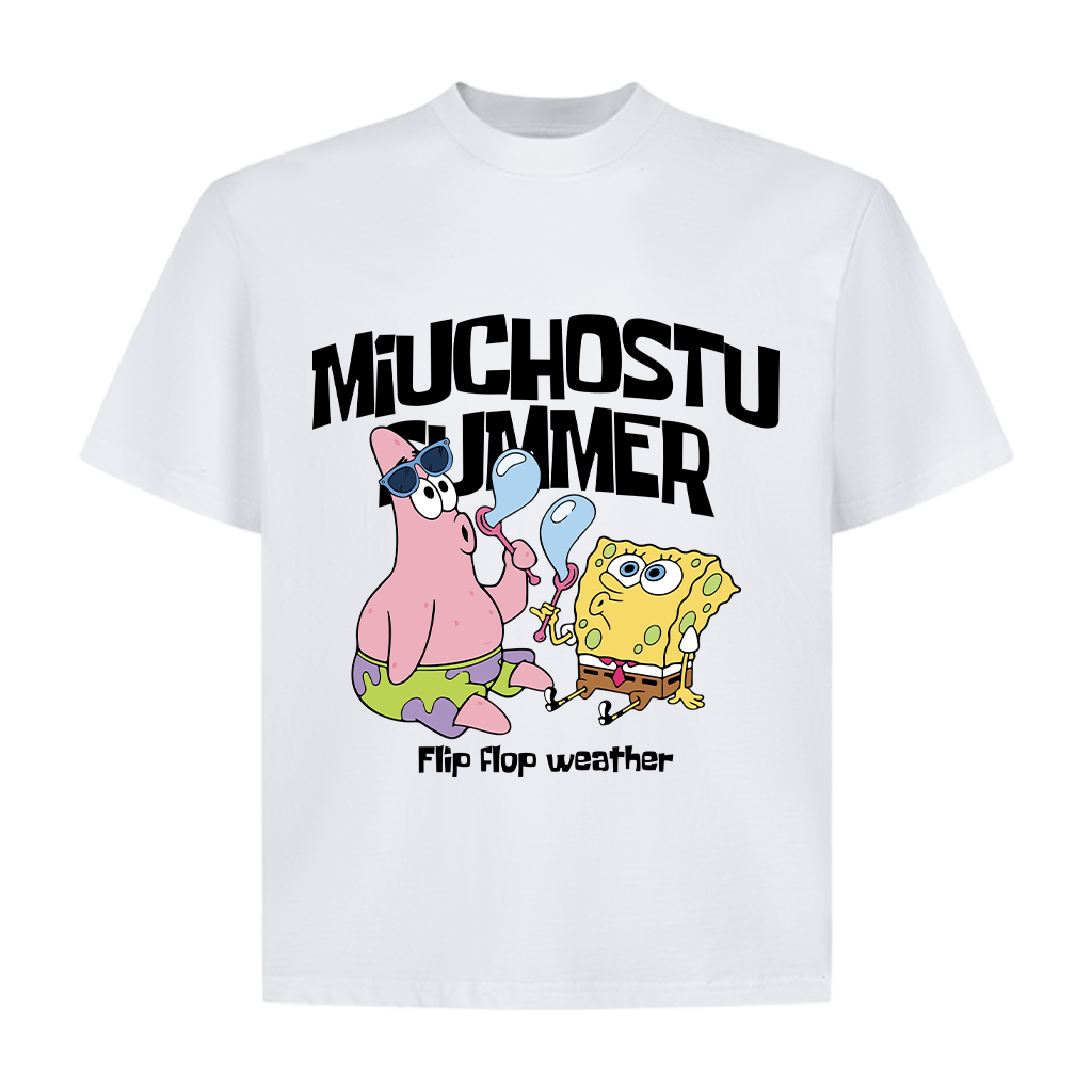 Áo phông form boxy in hoạt hình dễ thương 2354 Miucho Club cổ tròn vải cotton 2 chiều cao cấp in mix_thumbnail_7