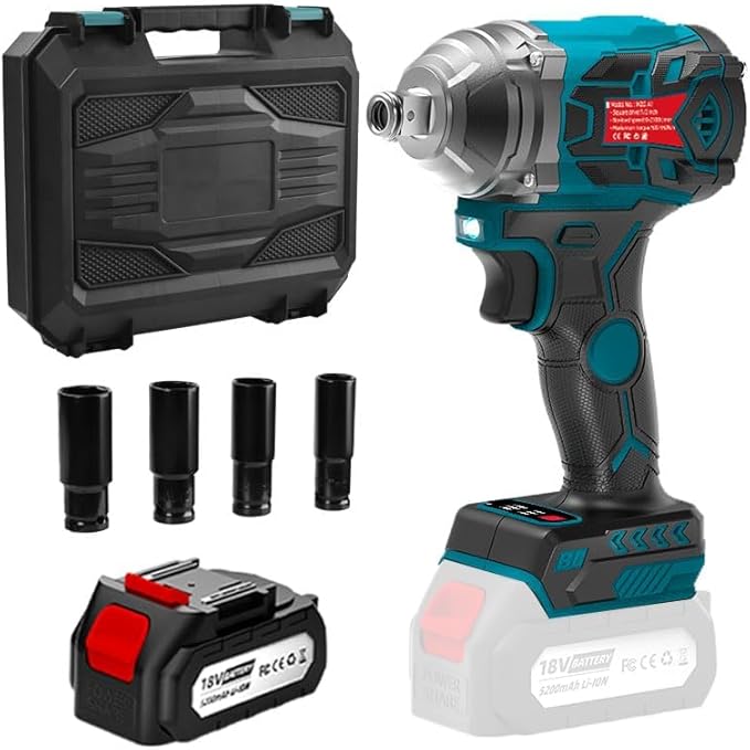Impact Wrench - Máy Siết Bu Lông Không Dây 550N.m – Động Cơ Không Chổi Than Mạnh Mẽ, Pin Khủng 5.2Ah