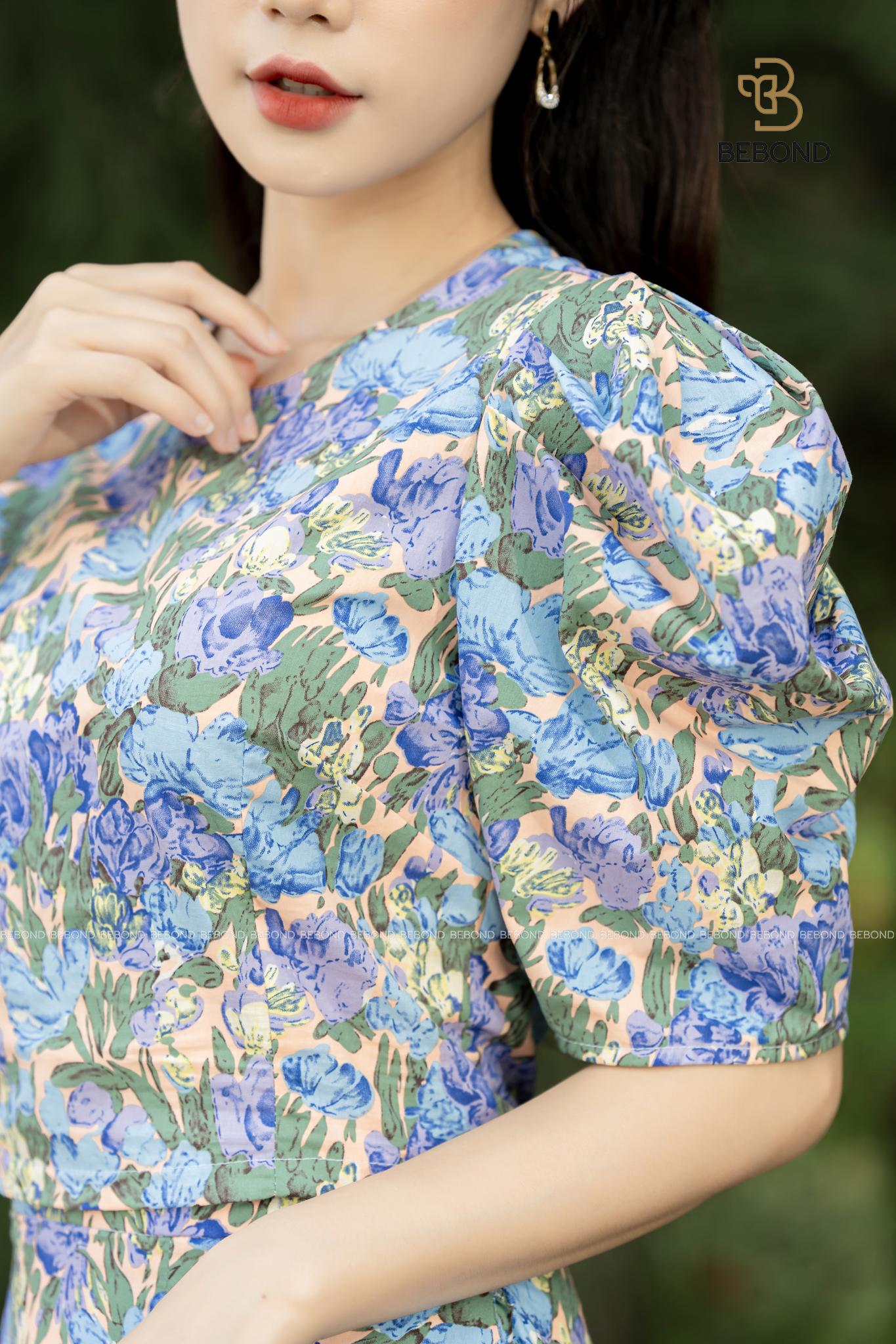 Set đầm họa tiết hoa xanh PANSY_thumbnail_3