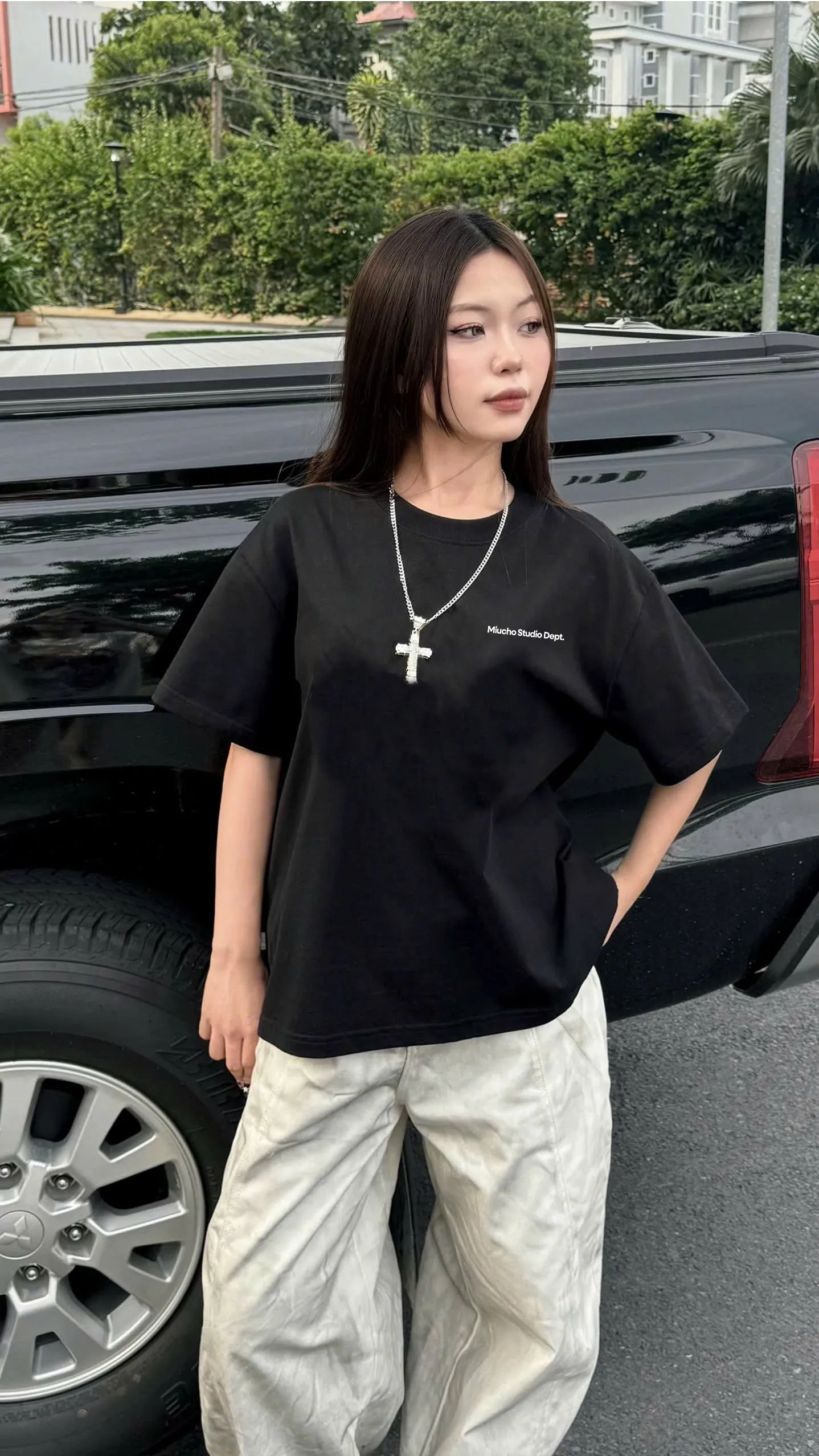 Áo thun boxy nam nữ Miucho Studio Dept 2568 vải cotton 2c thoáng mát basic nhiều màu in typography_thumbnail_2