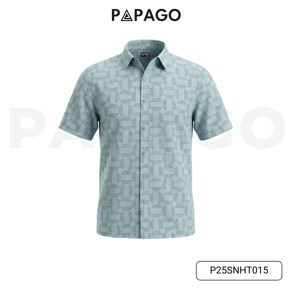 Áo sơ mi nam trung niên PAPAGO tay ngắn lai ngang - vải xô đũi in họa tiết - P25SNHT015_thumbnail_16