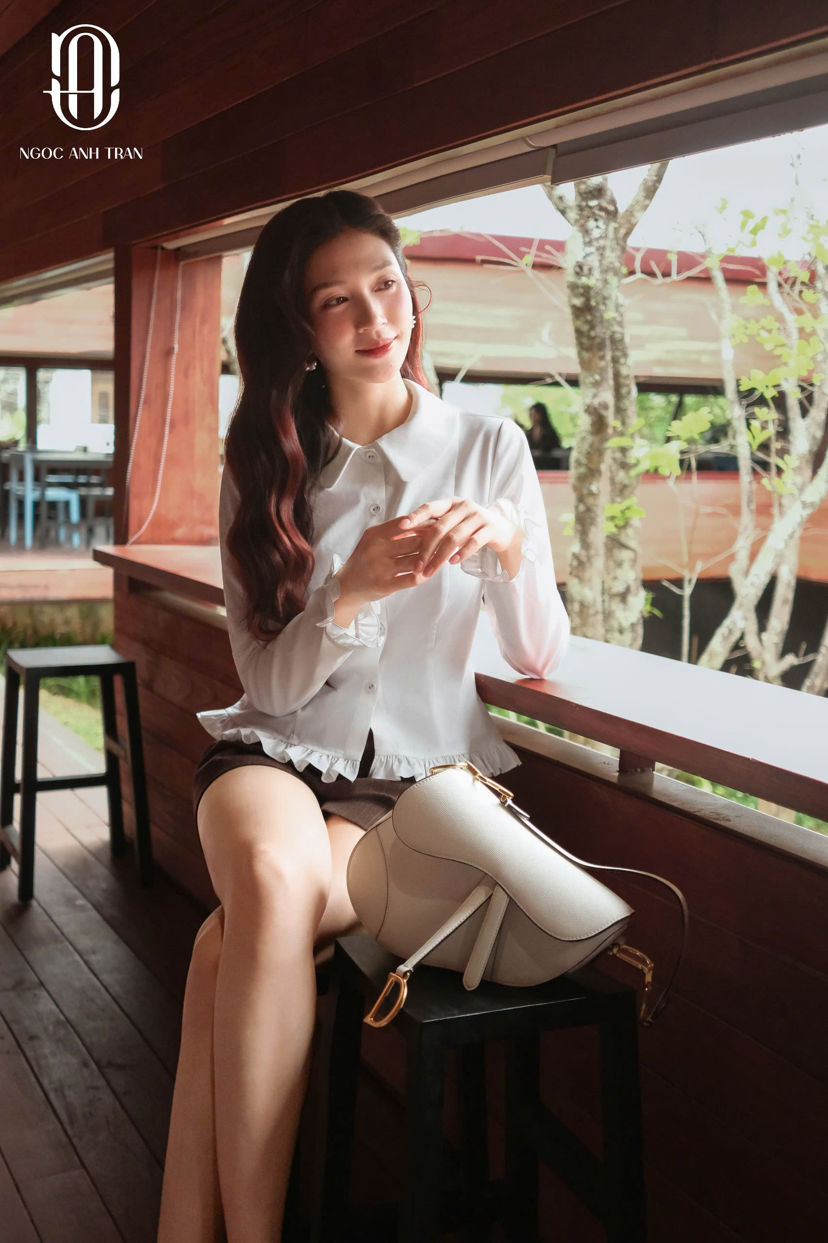 Q076 - Quần sooc kẻ nâu