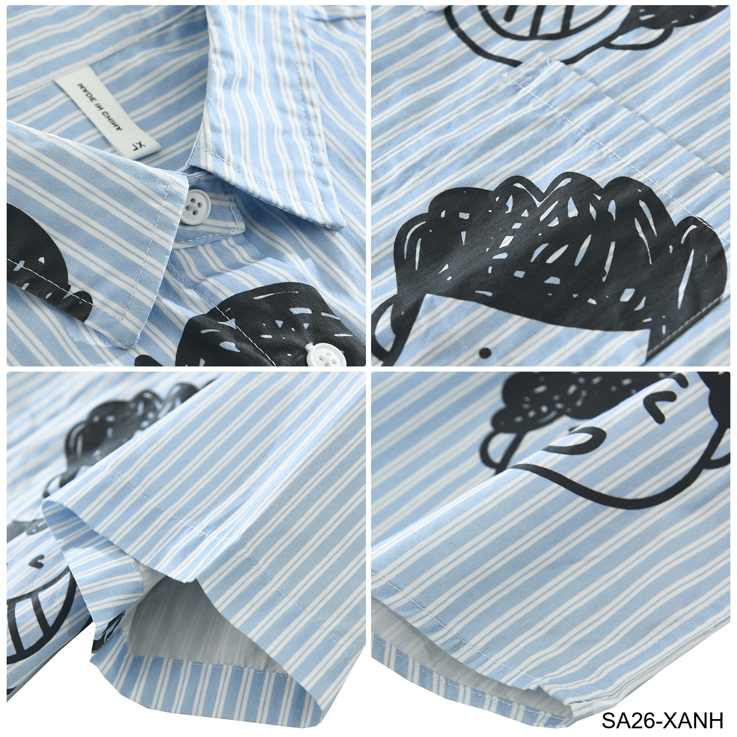 SA26 - Áo sơ mi nam tay ngắn họa tiết mặt cười phong cách Nhật Bản, chất cotton mềm mại, form rộng thoải mái_thumbnail_6