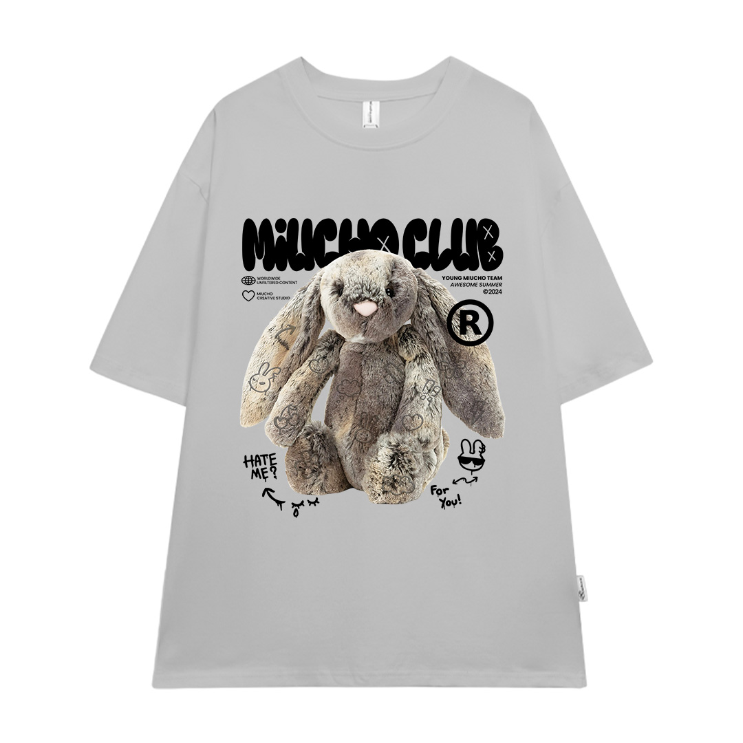 Áo thun thỏ Bunny form rộng local brand ATD1254 Miucho tay ngắn cổ tròn in mix_thumbnail_15
