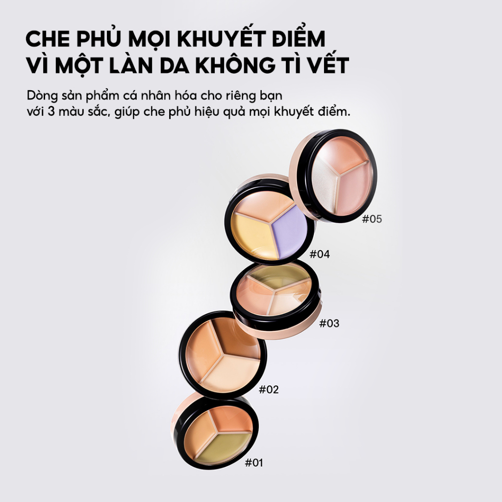 [THE SAEM] Bảng che khuyết điểm 3 ô The Saem Cover Perfection Triple Pot triệt sắc 4.5g*3