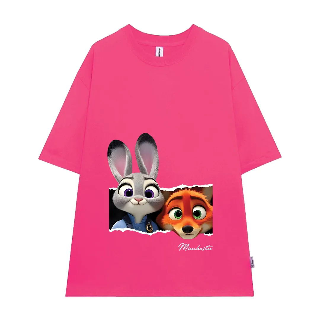 Áo thun couple form rộng Miucho vải cotton thoáng mát dày dặn hoạt hình Zootopia 2813_thumbnail_15