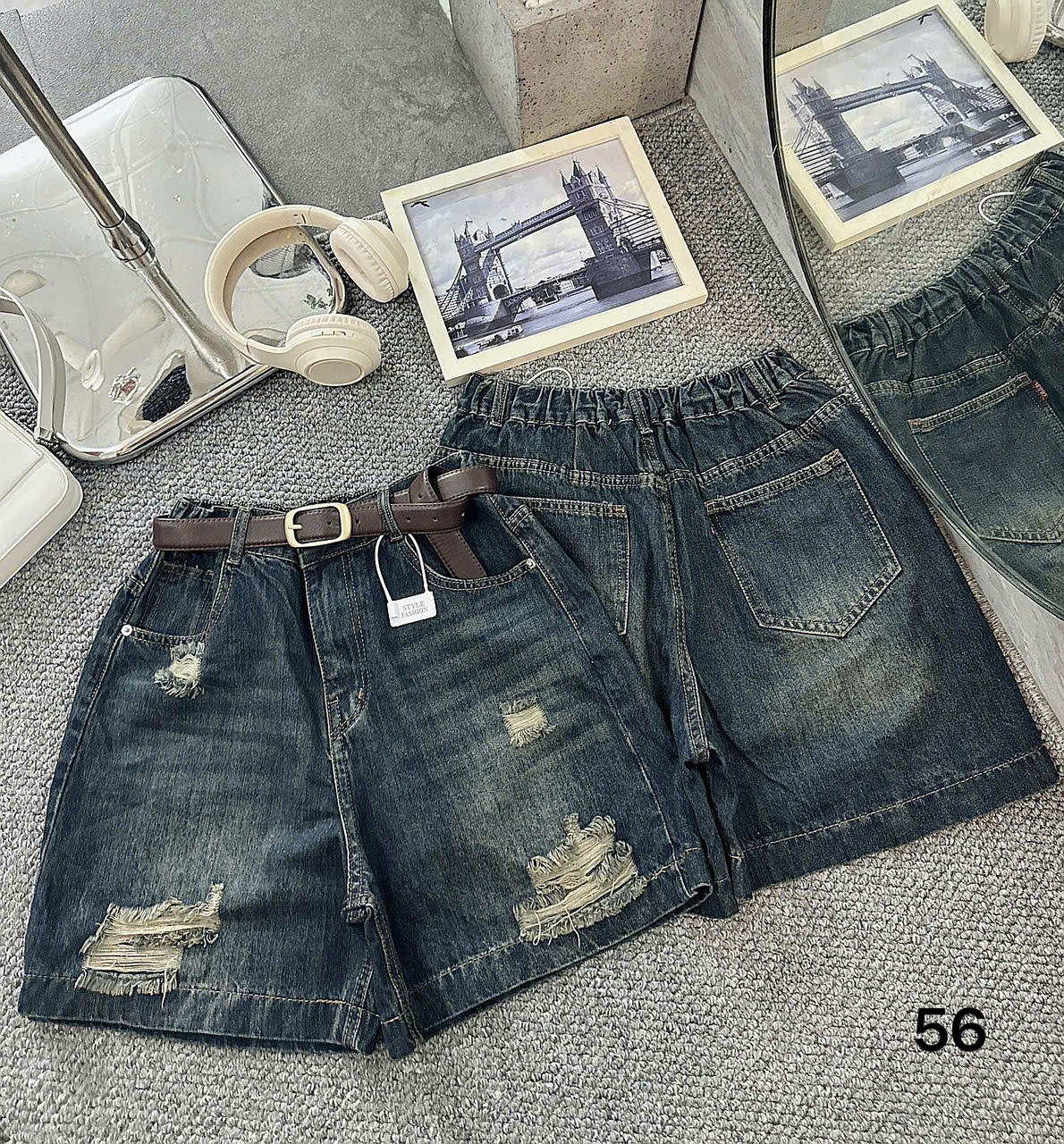 Quần short jean ngố rách lưng thun bigsize QSJ56 dành cho nàng từ 55-90kg_thumbnail_2