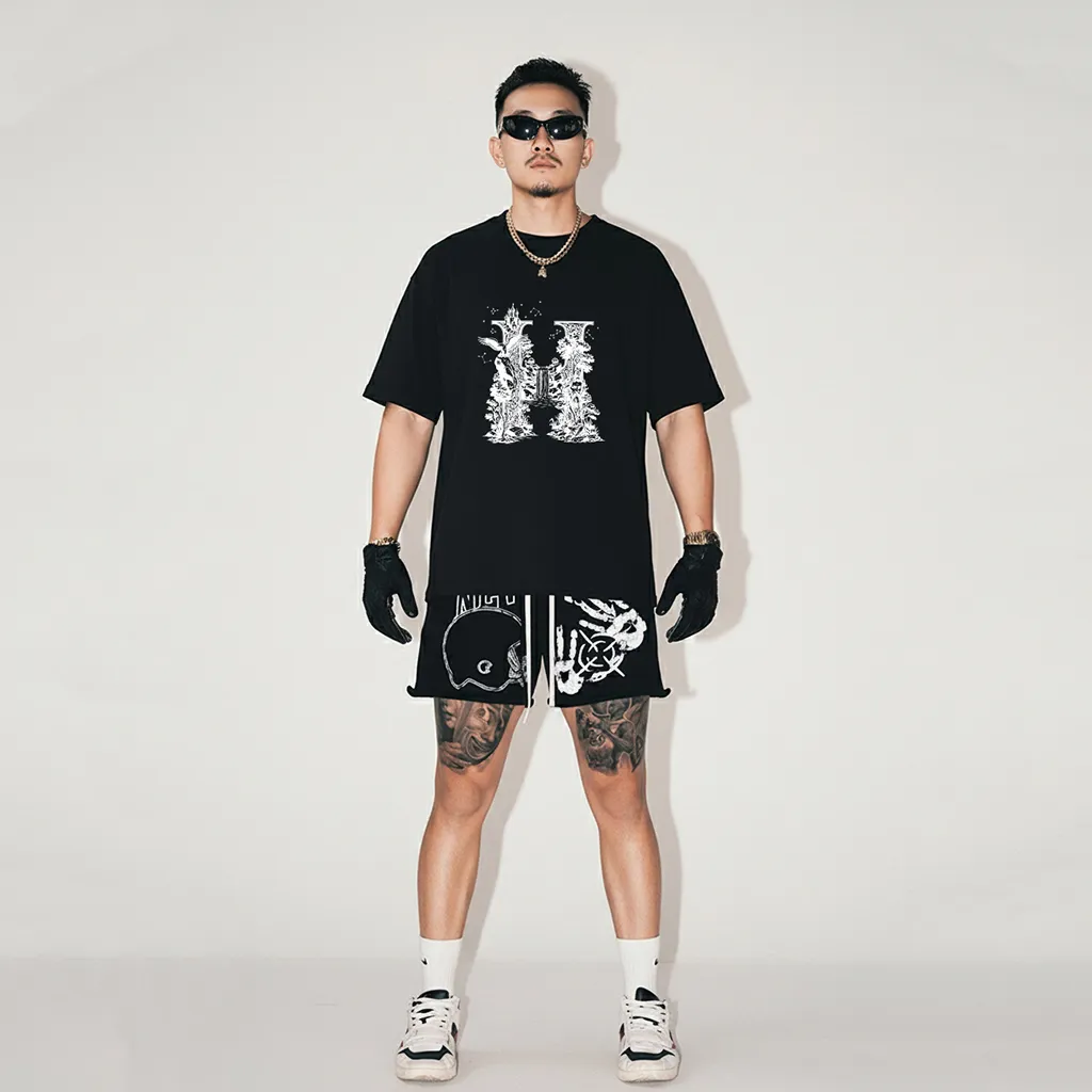 Áo phông nam form rộng Miucho Iconic vải cotton co giãn thoáng mát trẻ trung chữ cái H in kiểu 2753_thumbnail_7