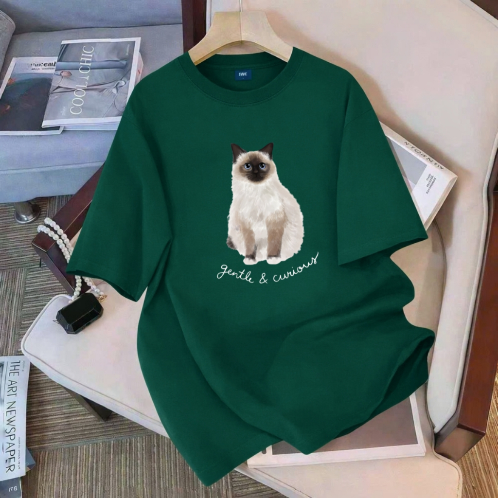 Áo thun unisex UX30-1171 mèo trắng gentle&curious dáng oversized local brand WETEE_thumbnail_5