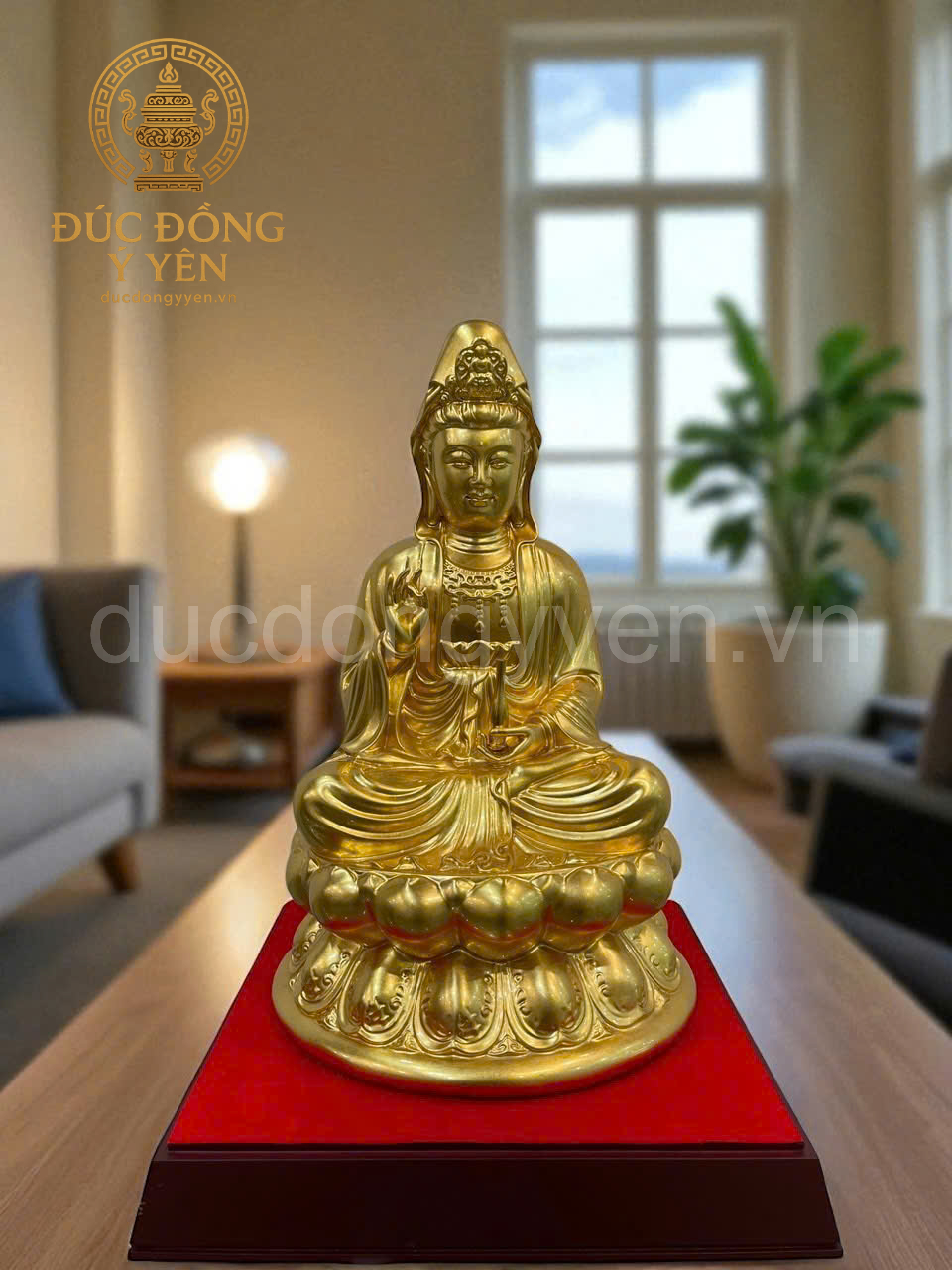 Tượng Phật Quan Âm Bồ Tát thiếp vàng 9999 cao 48cm 