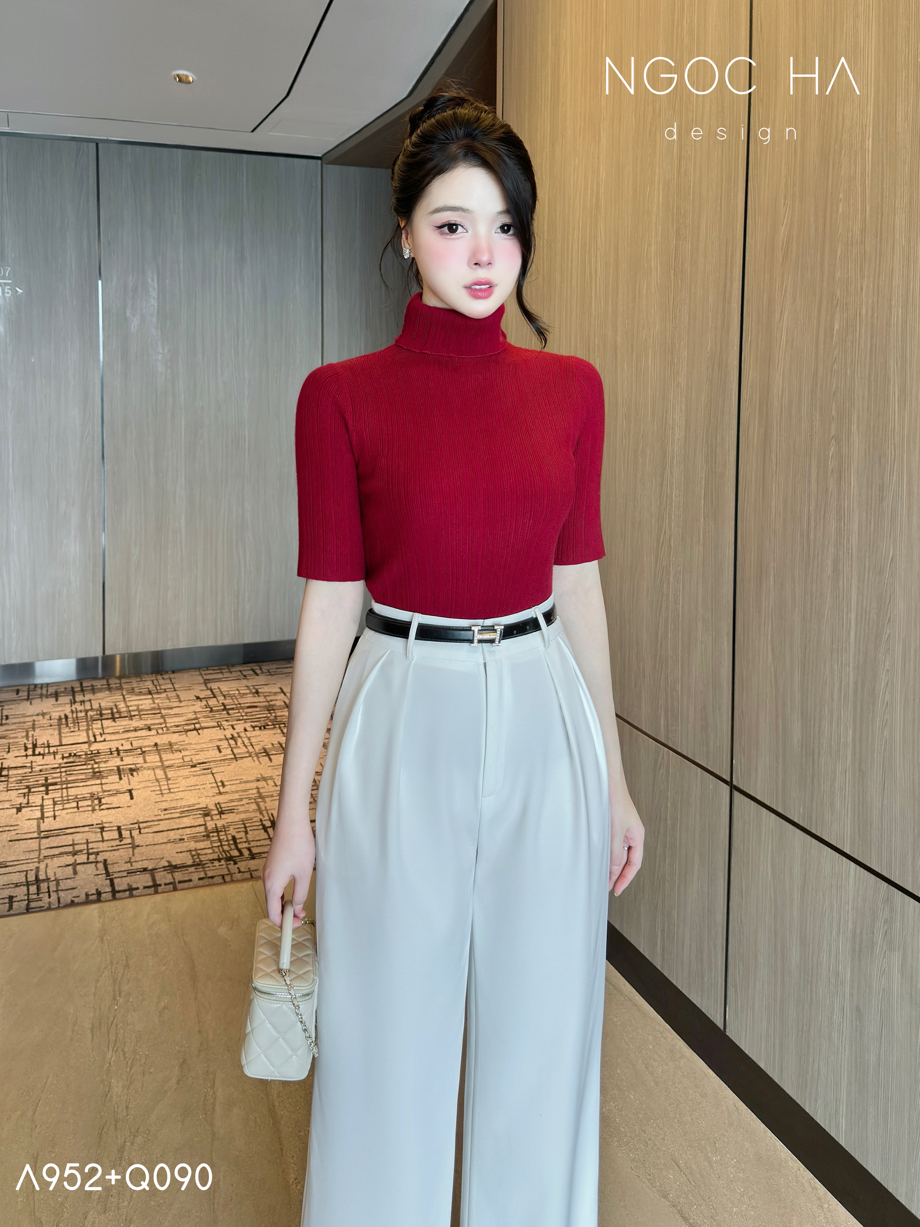 Valli Top_ Áo Thun Tay Lỡ Cổ Cao A952