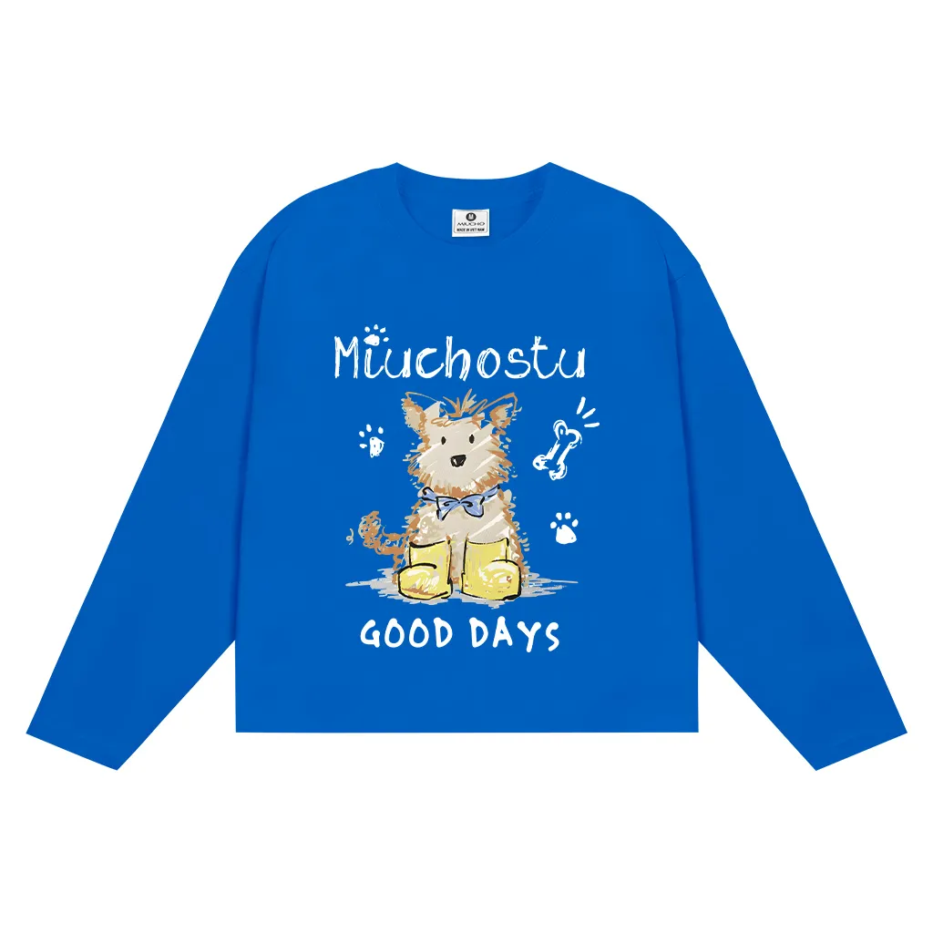 Áo thun tay dài form boxy Miucho vải cotton dày dặn thoáng mát Good days in mix 2800_thumbnail_12