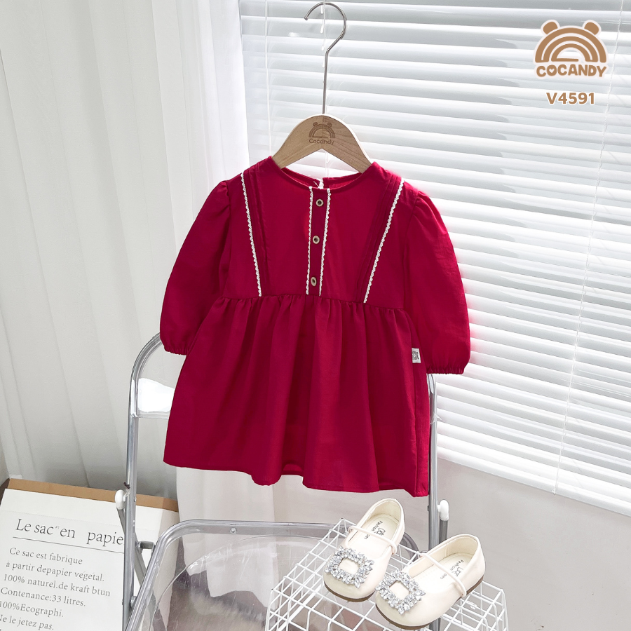 Váy dài ĐỎ ngực phối ren TRẮNG_thumbnail_2