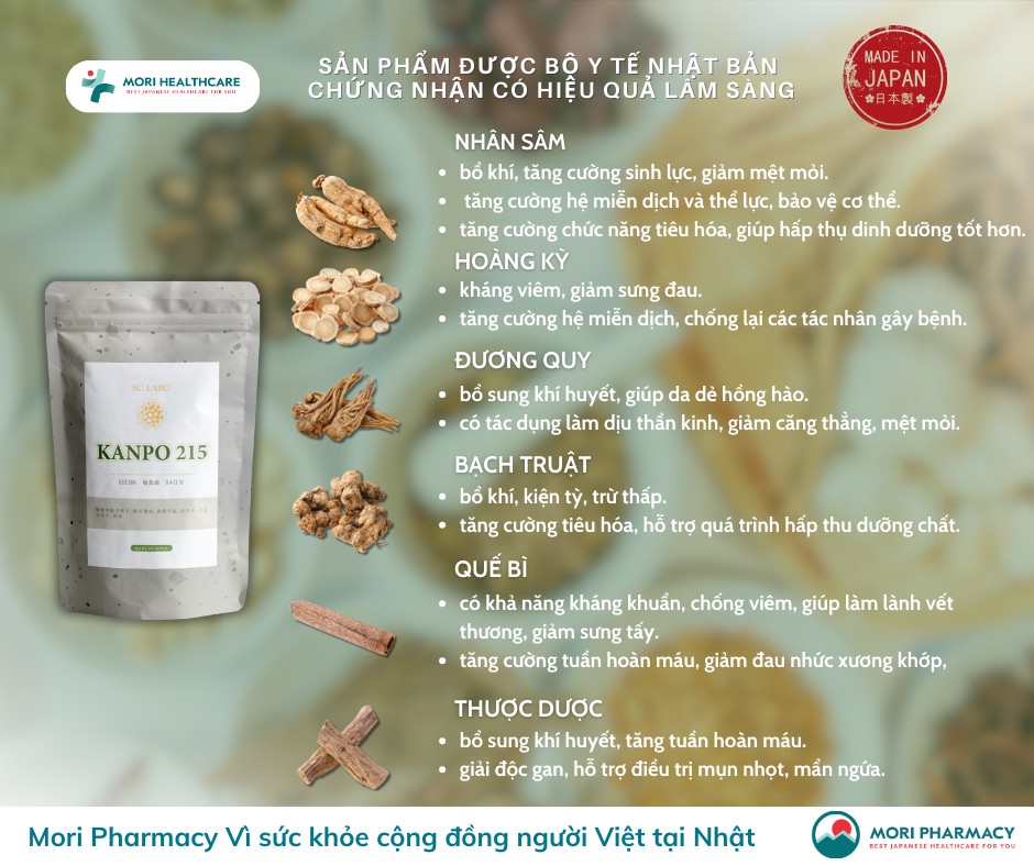 Kanpo 215 - Bổ huyết, tăng miễn dịch, chống suy nhược nặng như sau phẫu thuật, ung thư, ốm