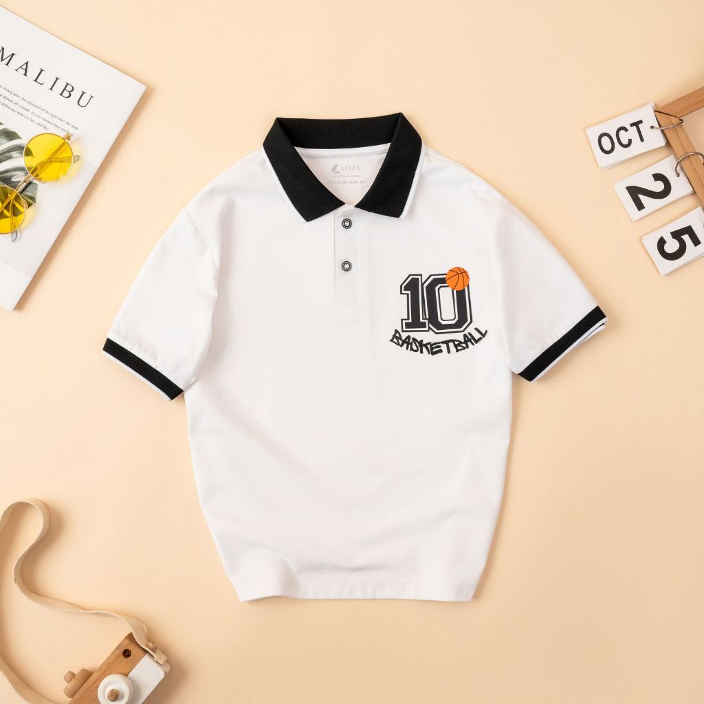 Áo Polo bé trai in hình '10 Basketball' - Loza Kids PY3052