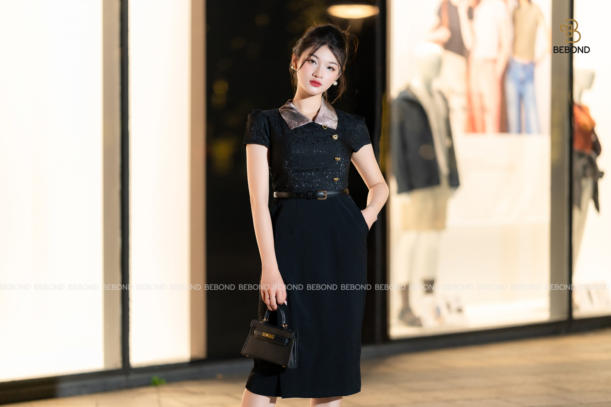 Đầm cổ sơ mi KAYLIN màu ĐEN_thumbnail_6