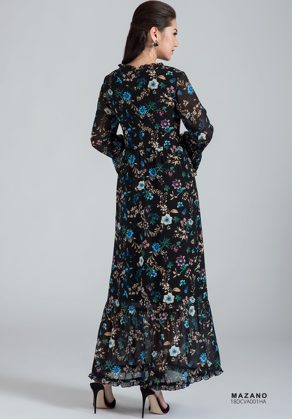 Váy họa tiết tay dài thắt nơ_thumbnail_2