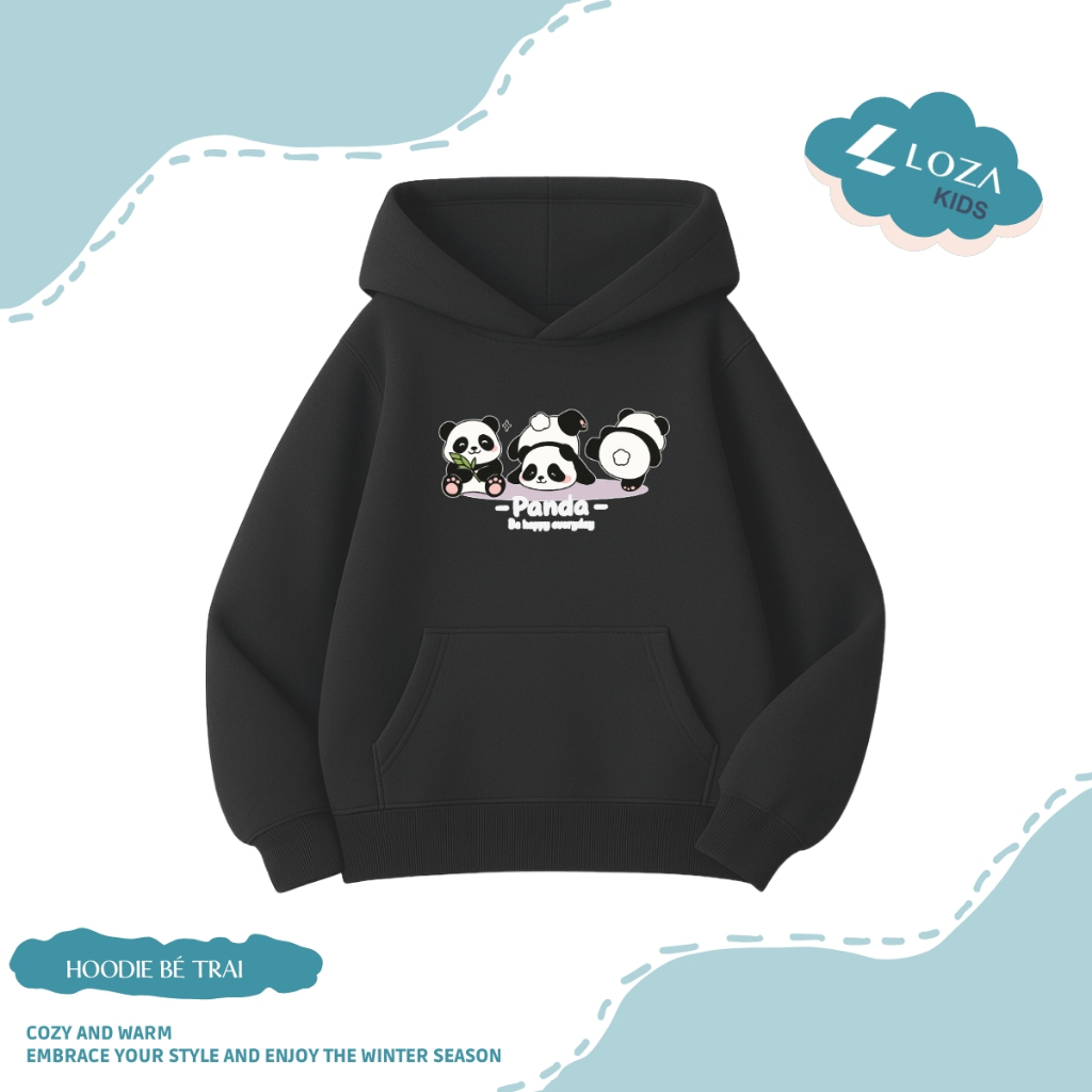 Áo nỉ hoodie bé trai in hình gấu trúc Panda - Loza Kids HN001_thumbnail_2