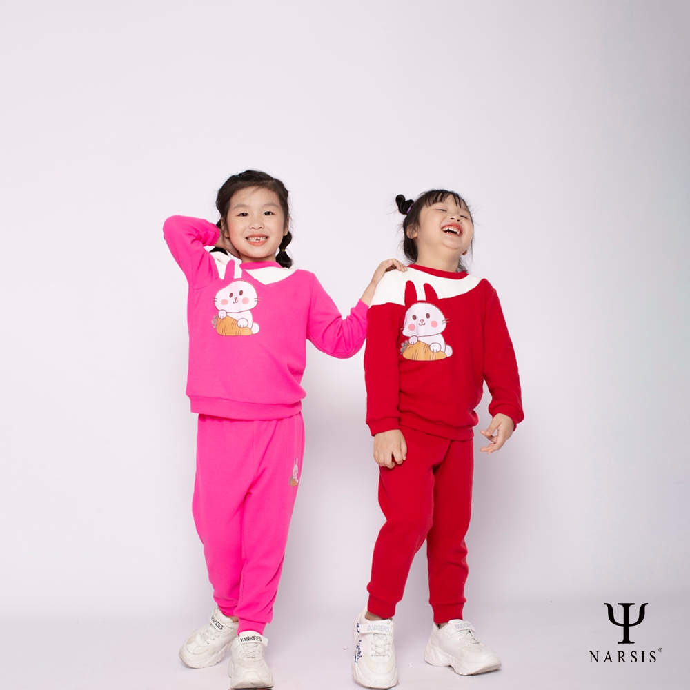 ĐỒ BỘ QUẦN ÁO THU ĐÔNG DÀI TAY CHO BÉ GÁI NARSIS CHẤT LIỆU COTTONN HOA TIẾT HÌNH CON THỎ DỄ THƯƠN...