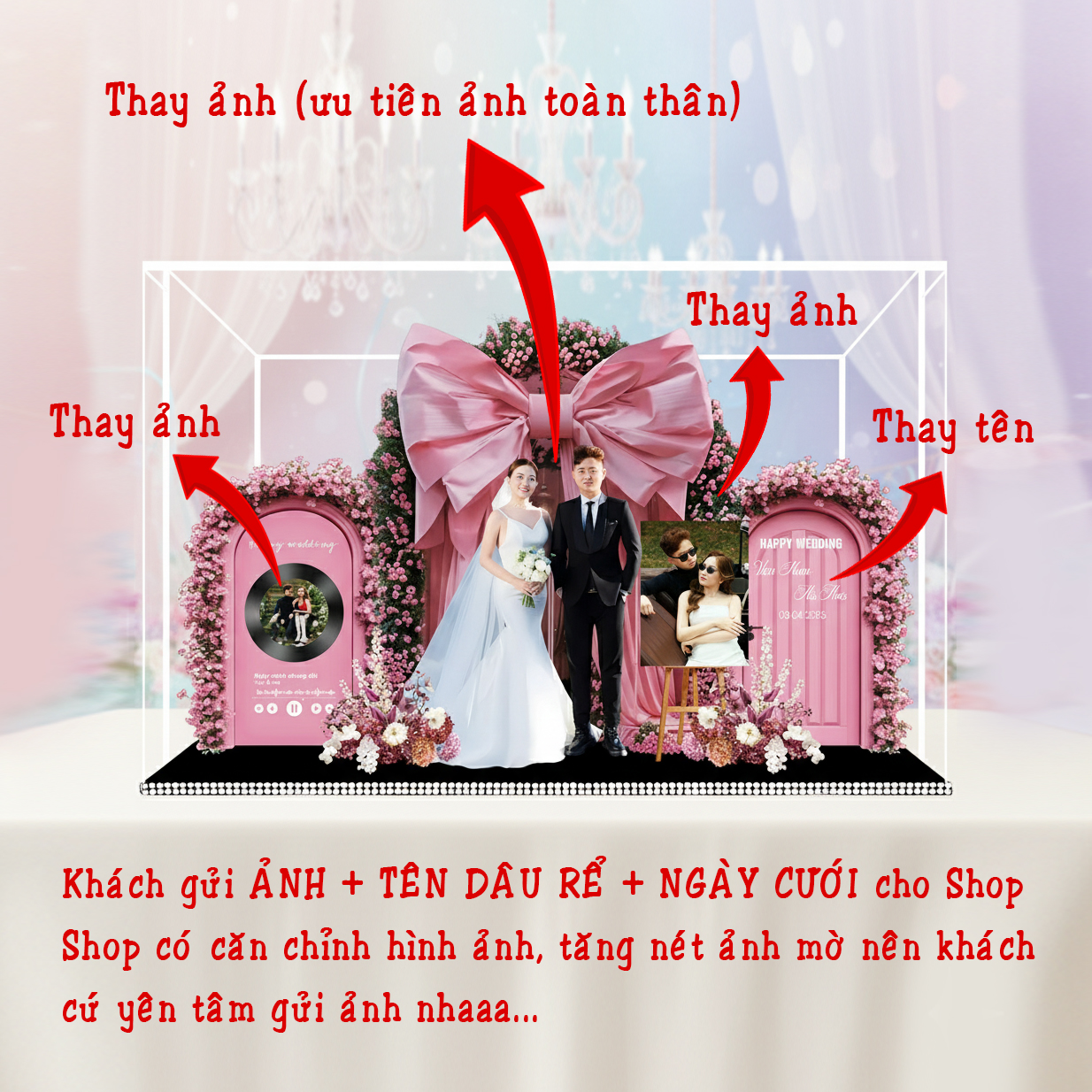 Standee Đám Cưới – Mô Hình Mica 3D Trang Trí, In Ảnh Theo Yêu Cầu, Quà Cưới Decor (Tặng Hộp+ Túi) - Size tính theo chiều ngang_thumbnail_4