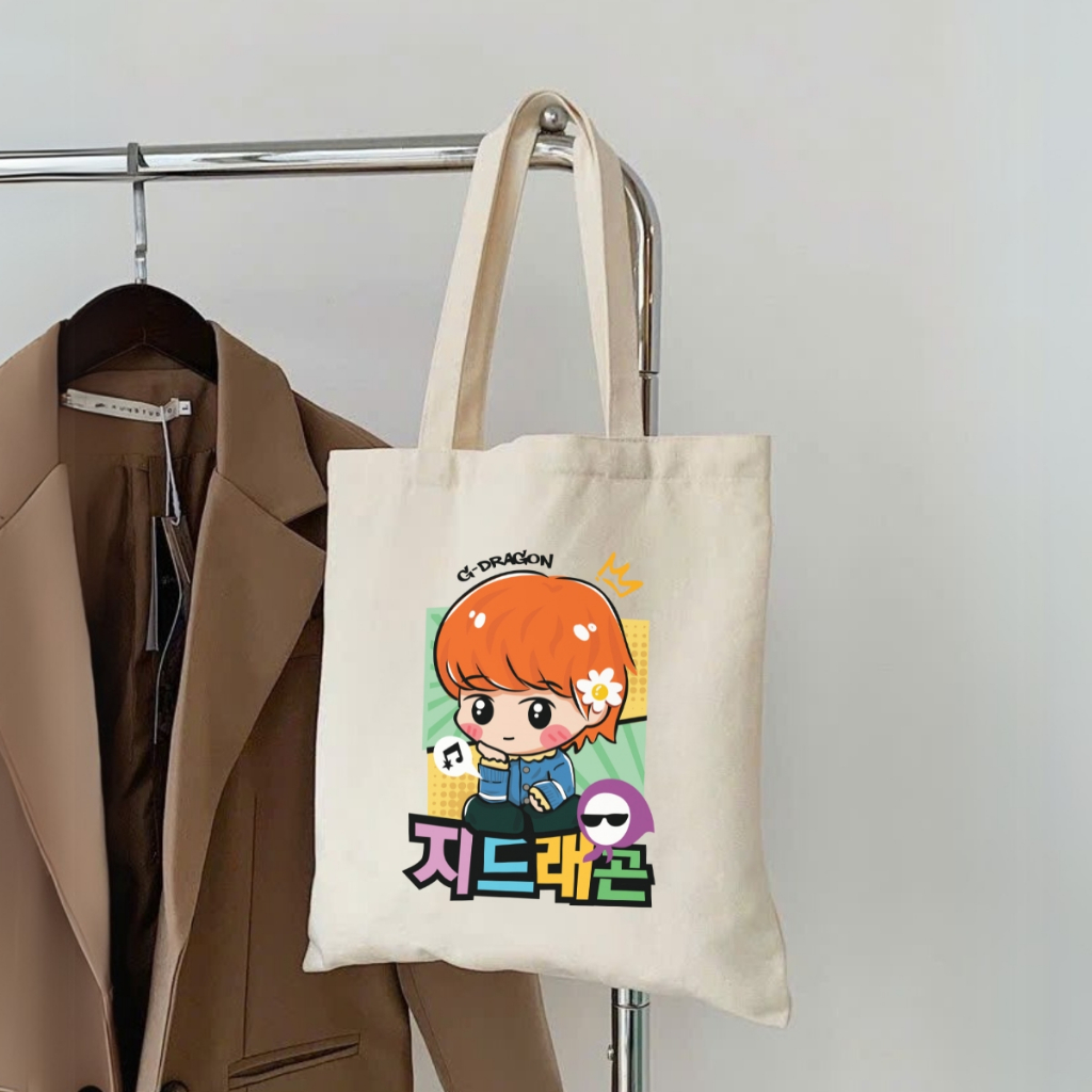 Túi Tote hình G-Dragon - Túi vải canvas có túi phụ và khoá kéo đựng vừa A4 và laptop (33x37cm) - TOTE24_thumbnail_3