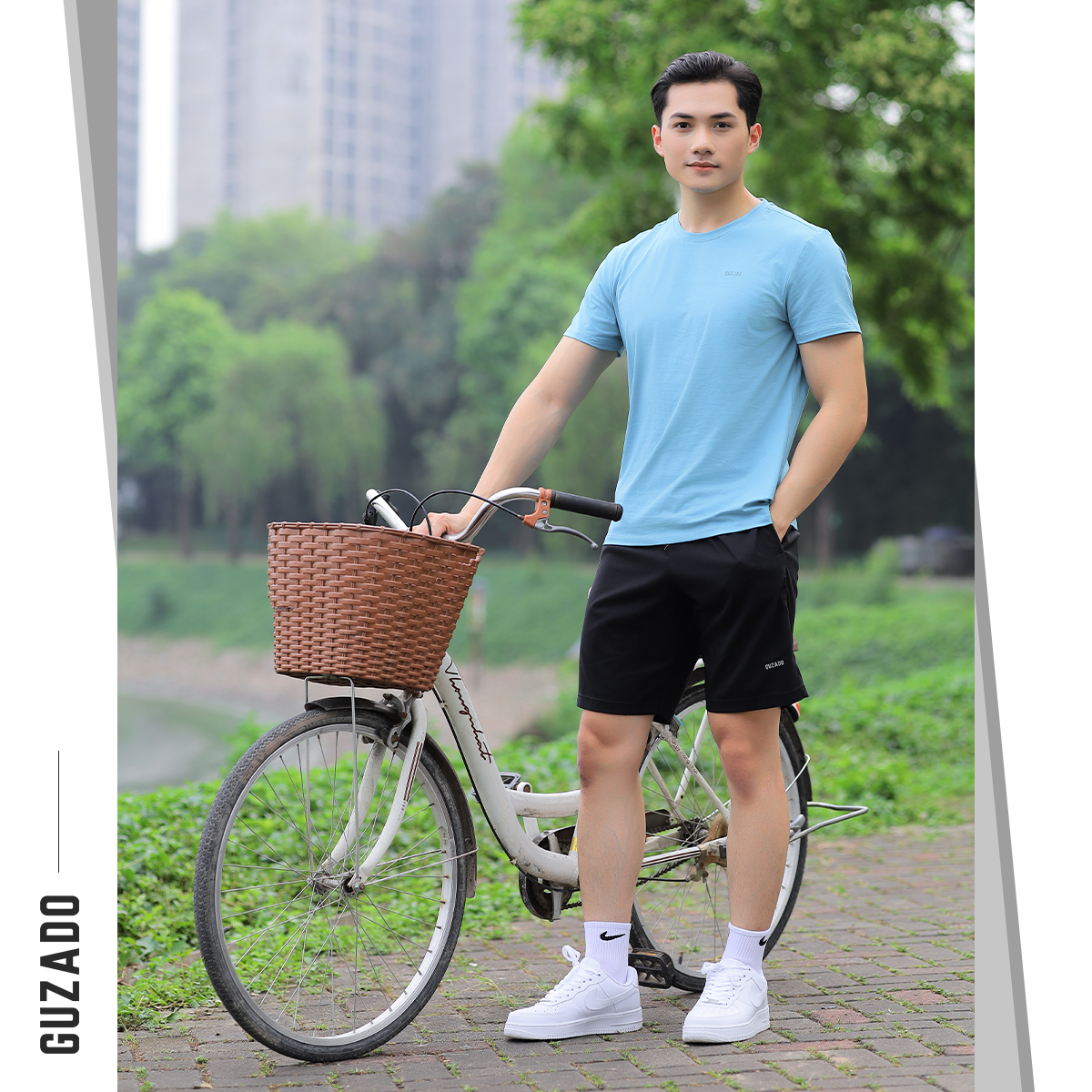 Đồ Bộ Guzado Áo Cotton Kết Hợp Quần Gió Basic  BTS03_thumbnail_16