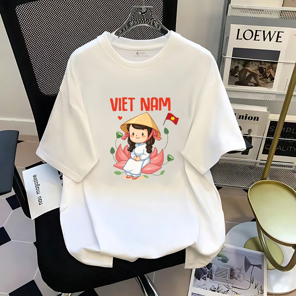 [Form Rộng] Áo thun nữ in hình cô gái mặc áo dài Việt Nam - LOZA T3175_thumbnail_0