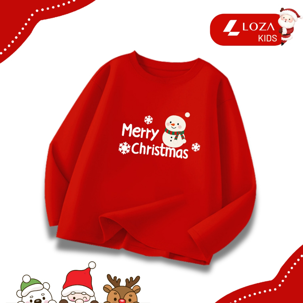 Áo thun dài tay bé trai, bé gái in hình Noel cho bé từ 15-40kg - Áo thu đông trẻ em Loza Kids - KT010_thumbnail_10