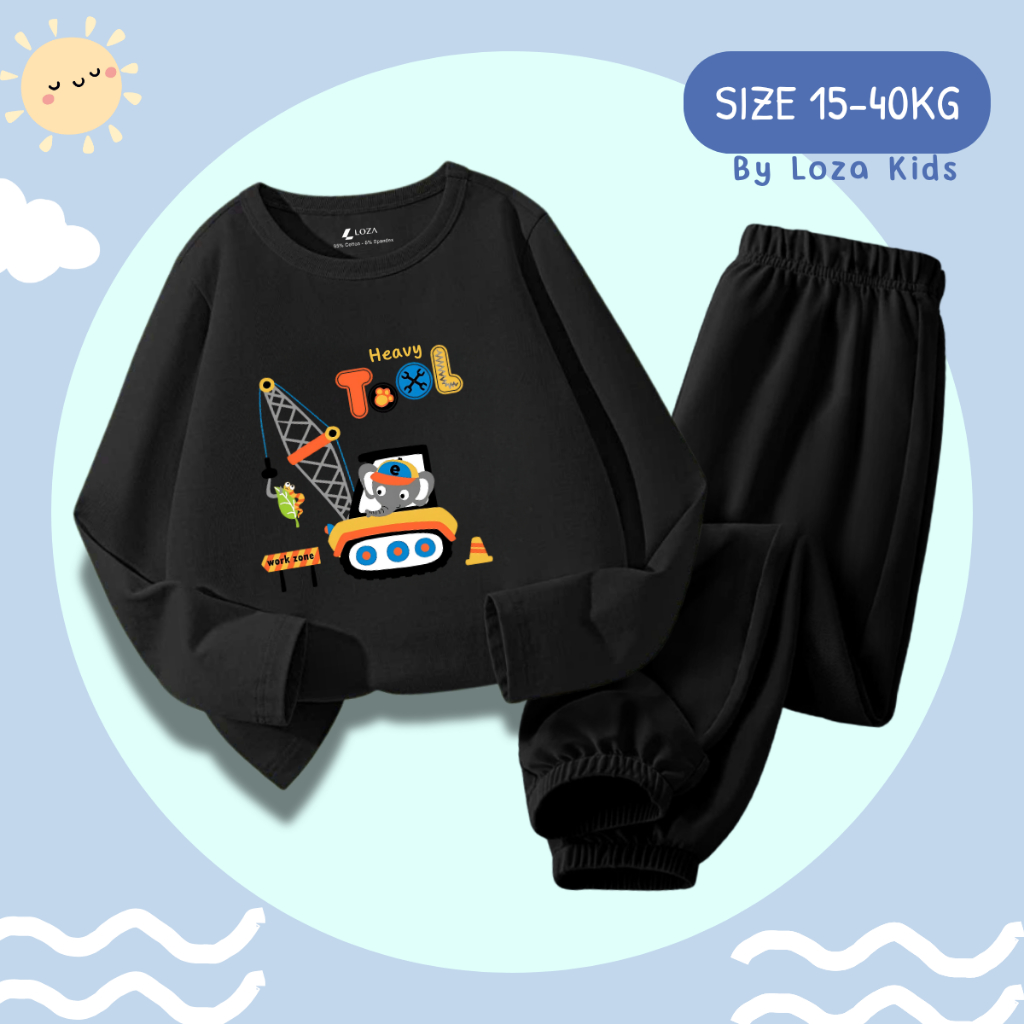 Bộ Thu - Đông bé trai in hình máy cần cẩu - Loza Kids BW466_thumbnail_0