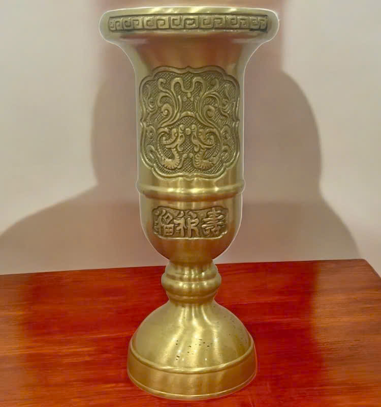 Ống hương bằng đồng vàng nguyên chất 