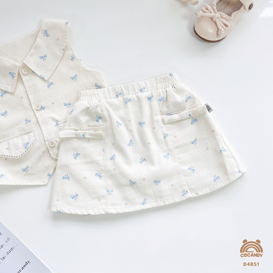 Bộ cộc kaki BE sát nách họa tiết nơ xanh_thumbnail_2