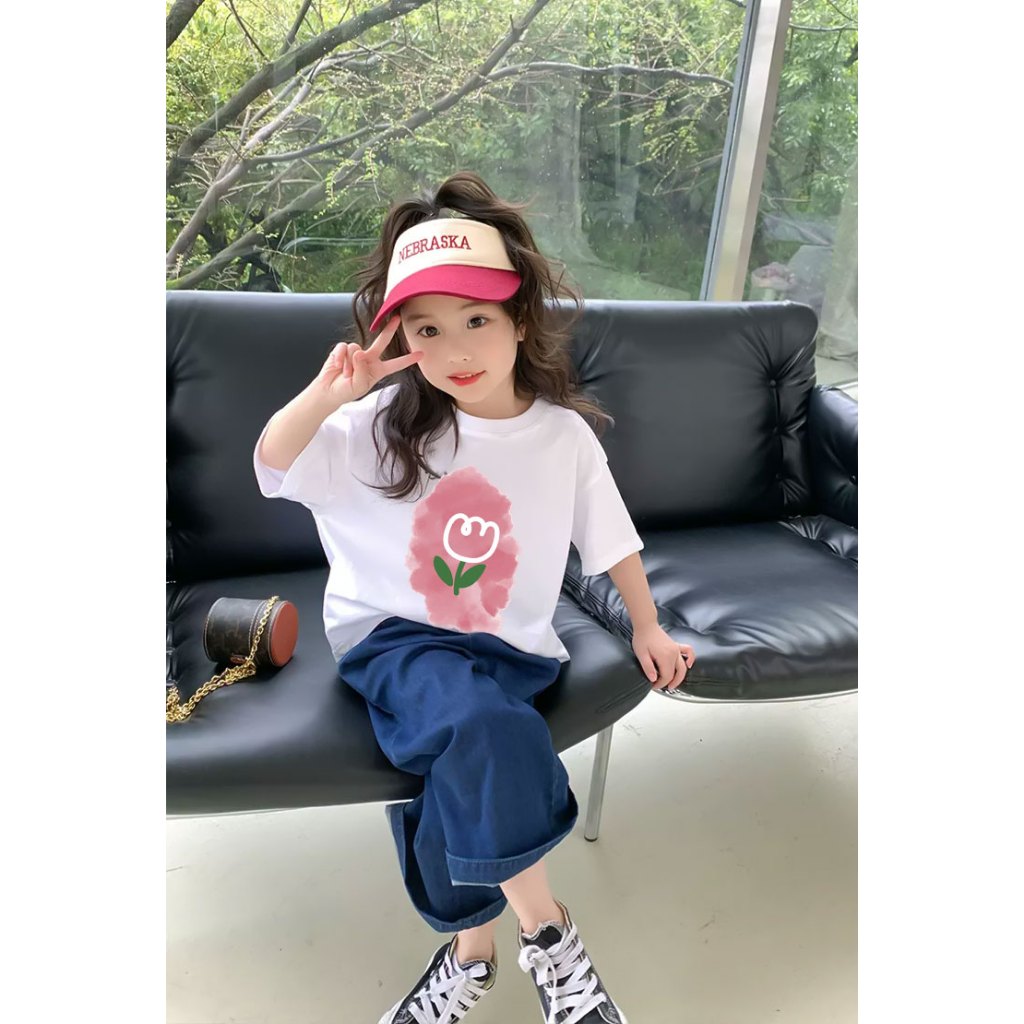 Áo thun cho bé gái form rộng AED705 Miucho Kid 100% vải cotton thoáng mát basic_thumbnail_3