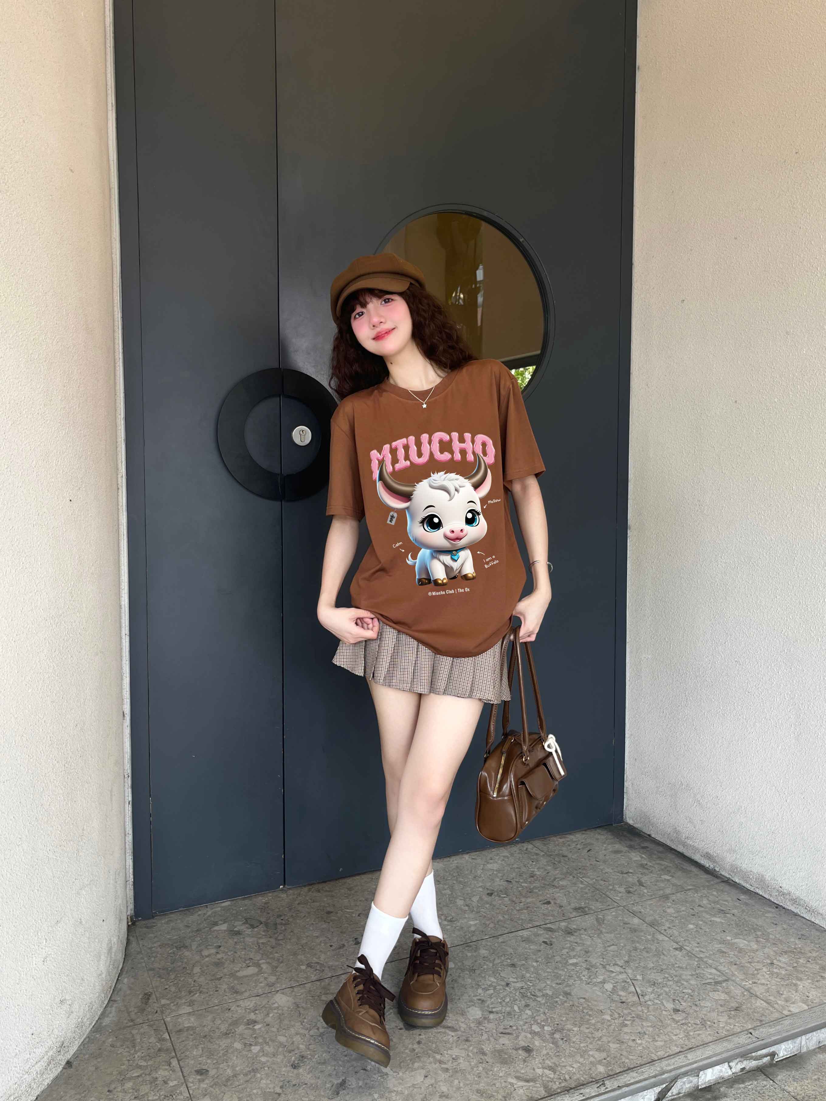 Áo thun form rộng 12 con giáp tuổi Sửu ATD1247 Miucho tay ngắn cổ tròn in mix_thumbnail_2