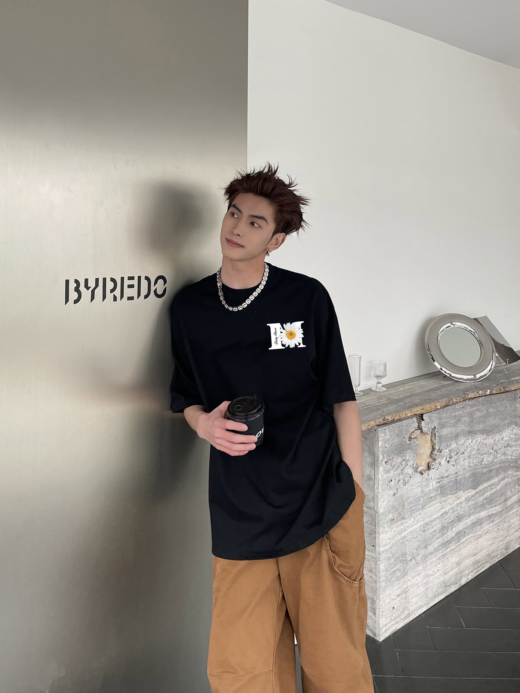 Áo thun nam in hoa cúc form rộng nhiều màu ATD1467 Miucho Man vải cotton thoáng mát cổ tròn in mix_thumbnail_11